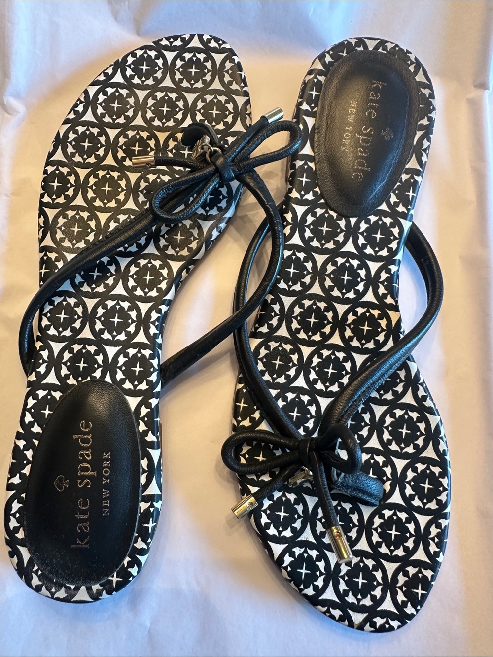 kate spade Black & White Patterned Strap Sandals